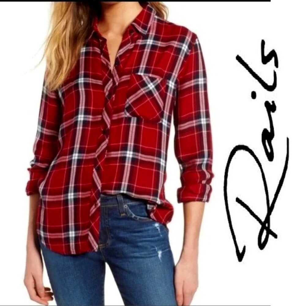 Rails Hunter Plaid Flannel Button Down Shirt - image 1